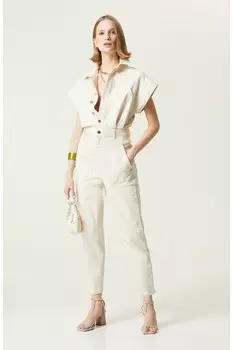 Джинсовый комбинезон с рубашечным воротником Natural Skinny Leg Network, розовый