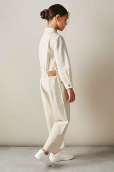 Джинсовый комбинезон с широкими штанинами Aubrey Reiss, экрю