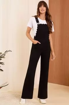 Джинсовый комбинезон с широкими штанинами и гребешком Love & Roses, черный