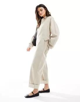 Джинсовый комбинезон свободного кроя нейтрального цвета ASOS DESIGN