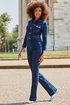 Джинсовый комбинезон в стиле вестерн Sosandar, синий