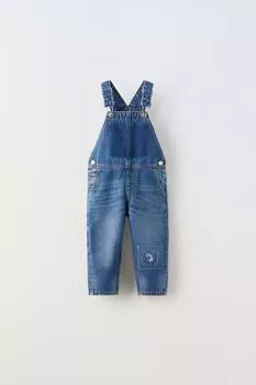Джинсовый комбинезон ZARA, средне-синий