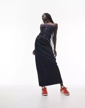 Джинсовый корсет цвета индиго в стиле деконструкции Topshop