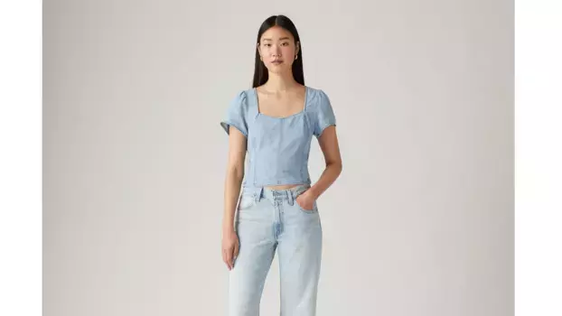 Джинсовый корсет с короткими рукавами Ophelia Levi's, цвет Turn Up Light - Light Wash