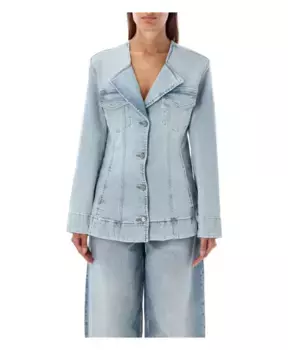 Джинсовый пиджак яркого оттенка Ganni, синий