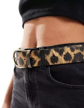 Джинсовый ремень с леопардовым принтом и пряжкой в форме полумесяца ASOS DESIGN