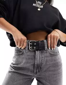 Джинсовый ремень с заниженной талией и двойной пряжкой ASOS