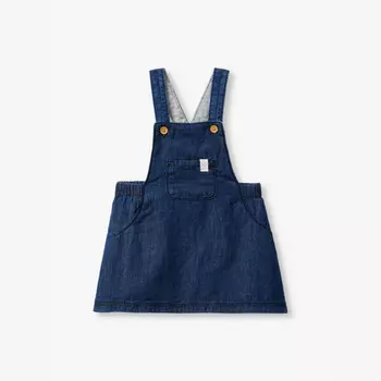 Джинсовый сарафан с нашивкой-логотипом и эластичной талией для детей от 1 до 18 месяцев Benetton, синий