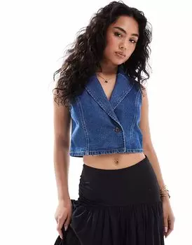 Джинсовый топ ASOS DESIGN в полувыцветшем синем цвете