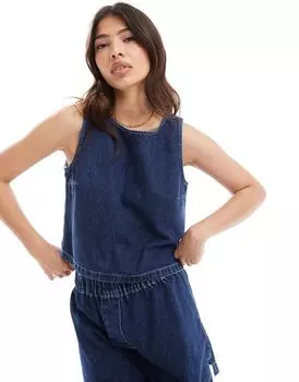 Джинсовый топ без рукавов цвета индиго ASOS