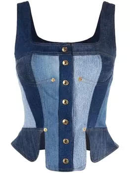 Джинсовый топ-бюстье Marine Serre, синий