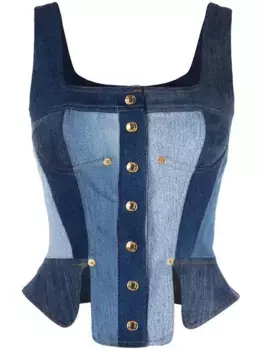 Джинсовый топ-бюстье Marine Serre, синий