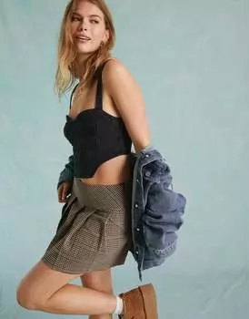 Джинсовый топ-бюстье Miss Selfridge с вырезом без косточек-бралеттом