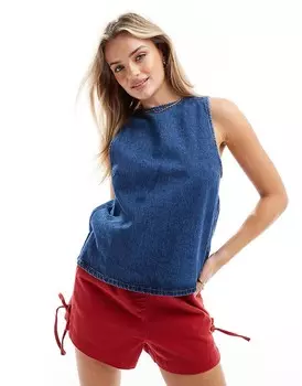 Джинсовый топ цвета индиго с бантами ASOS DESIGN