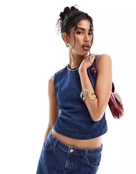 Джинсовый топ индиго с бантом на спине ASOS DESIGN