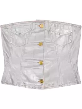 Джинсовый топ из органического хлопка GANNI, серебяный