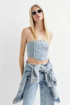 Джинсовый топ-корсет H&amp;M, светло-голубой деним