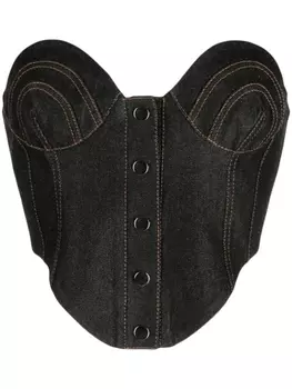 Джинсовый топ-корсет с контрастной строчкой Aleksandre Akhalkatsishvili, синий