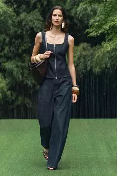 Джинсовый топ на молнии ZARA, синий