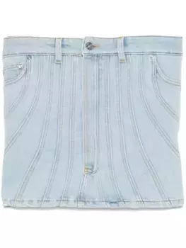 Джинсовый топ с декоративной строчкой Mugler, синий