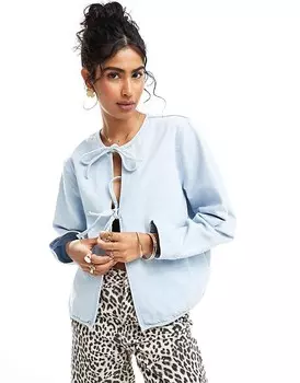 Джинсовый топ с длинными рукавами и завязками спереди ASOS DESIGN