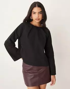 Джинсовый топ с длинными рукавами реглан черного цвета ASOS DESIGN