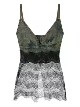 Джинсовый топ с кружевом Giuseppe Di Morabito, синий