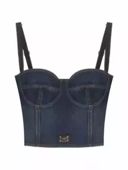 Джинсовый топ с логотипом Dolce&Gabbana, тёмно-синий