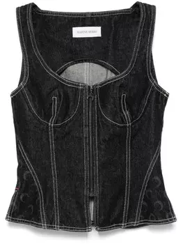 Джинсовый топ с лунным лазером Marine Serre, черный