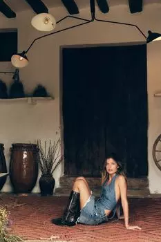 Джинсовый топ с открытой спиной trf ZARA, синий