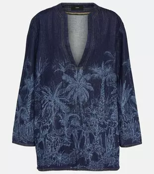 Джинсовый топ с принтом jungle Alanui, синий