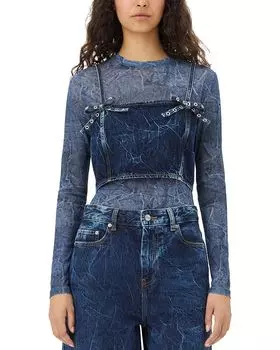 Джинсовый топ с резинкой Future GANNI, синий