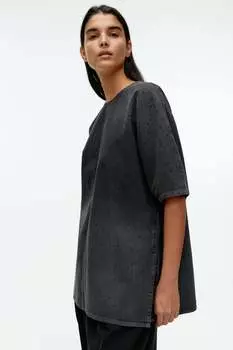 Джинсовый топ со стразами H&M, черный