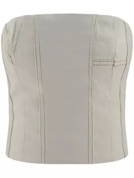 Джинсовый топ со вставками AMIRI, серый