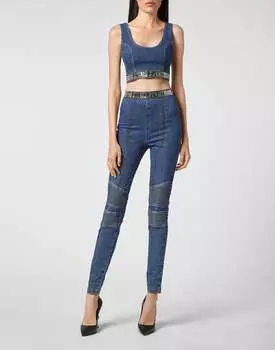 Джинсовый топ Super Stretch Philipp Plein TM, цвет super stretch blue mistake