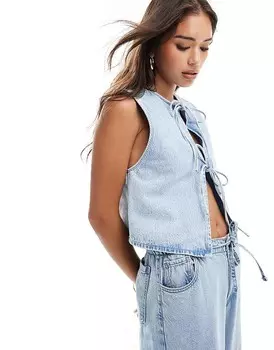 Джинсовый топ свободного кроя с завязками спереди ASOS DESIGN