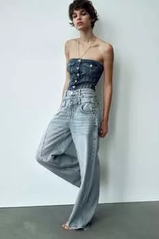 Джинсовый топ TRF в корсетрном стиле ZARA, синий