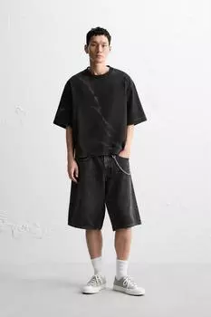 Джинсовый топ ZARA, черный