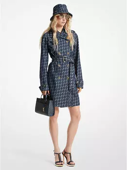 Джинсовый тренч с жаккардовым логотипом Empire Signature Michael Kors, черный