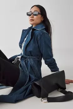 Джинсовый тренчкот из 100% хлопка Jd Williams, синий