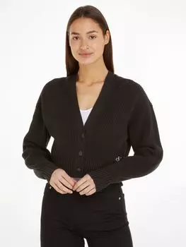 Джинсовый укороченный кардиган из органического хлопка Calvin Klein, черный