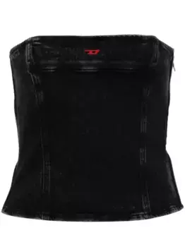 Джинсовый укороченный топ без бретелей DIESEL, черный