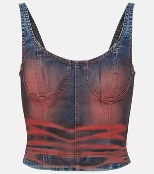 Джинсовый укороченный топ с принтом Harley Knwls, мультиколор