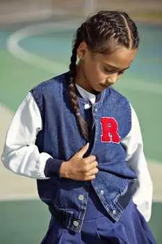 Джинсовый университетский бомбер Only, синий