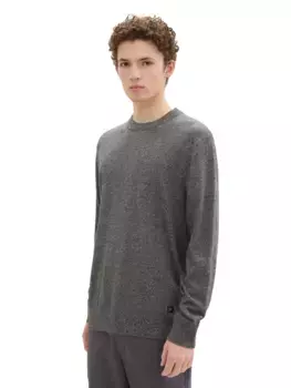 Джинсовый вязаный свитер TOM TAILOR с круглым вырезом Tom Tailor Denim, цвет Grey Tonal Mouline