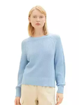 Джинсовый вязаный свитер TOM TAILOR со структурой Tom Tailor Denim, цвет Soft Charming Blue