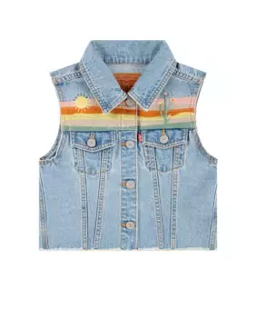 Джинсовый жилет Levi's с вышивкой для девочек, синий