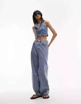 Джинсовый жилет на молнии Topshop темно-синего цвета