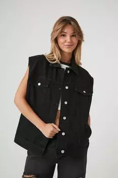 Джинсовый жилет на пуговицах Forever 21, черный
