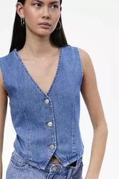 Джинсовый жилет на пуговицах Pieces, синий